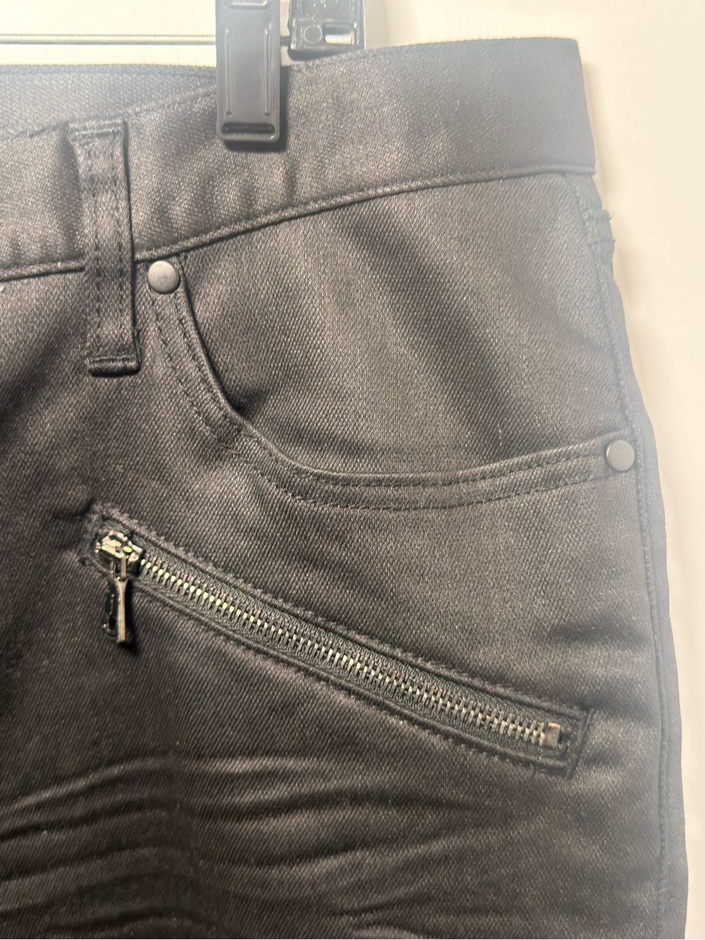 John Varvatos Black Skinny Jeans with Diagonal Zip Pocket